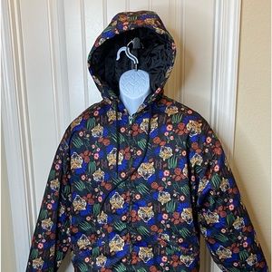 Assholes Live Forever Tiger Floral Print Hooded Jacket Unisex Size Large